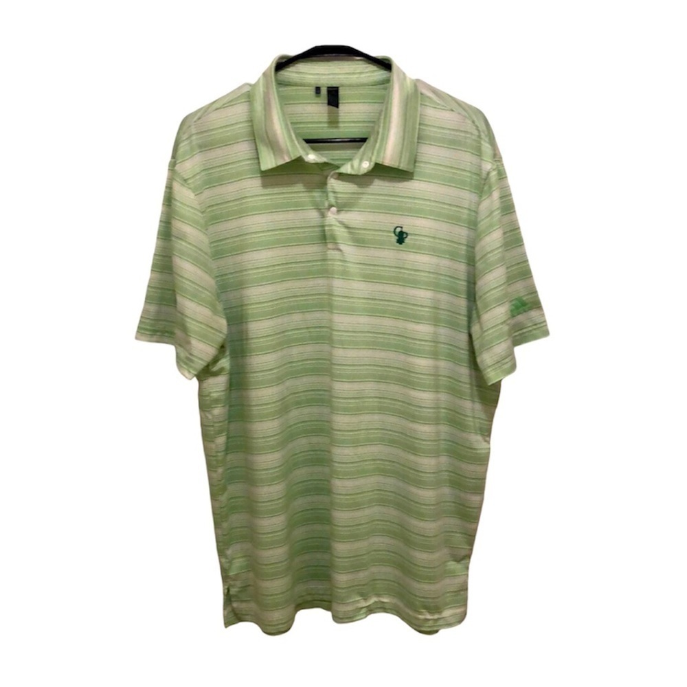 Adidas Green Stripe Golf Polo Shirt Mens XL